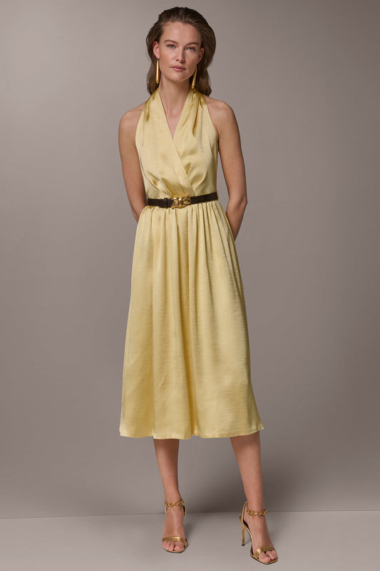 SLEEVELESS COWL-NECK MIDI DRESS - Panna Cotta