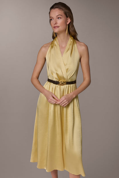 SLEEVELESS COWL-NECK MIDI DRESS - Panna Cotta
