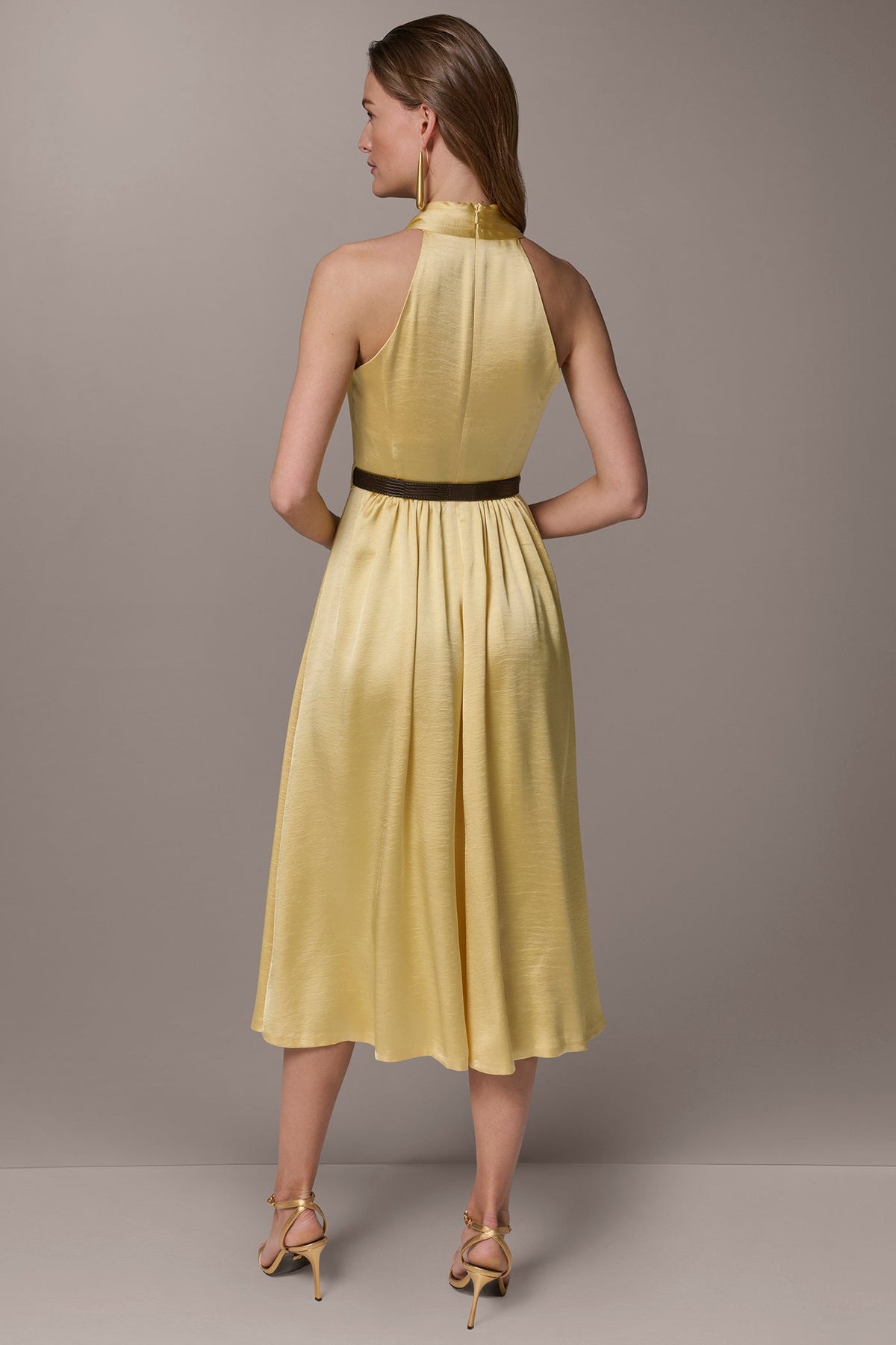 SLEEVELESS COWL-NECK MIDI DRESS - Panna Cotta