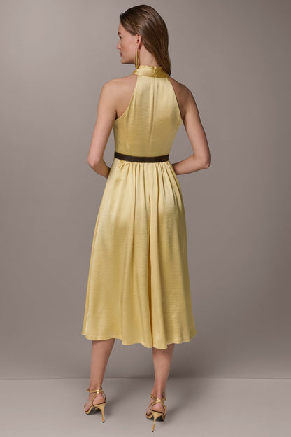 SLEEVELESS COWL-NECK MIDI DRESS - Panna Cotta