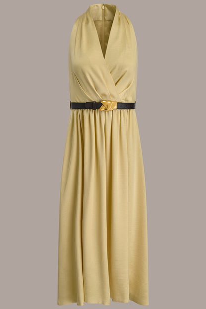 SLEEVELESS COWL-NECK MIDI DRESS - Panna Cotta