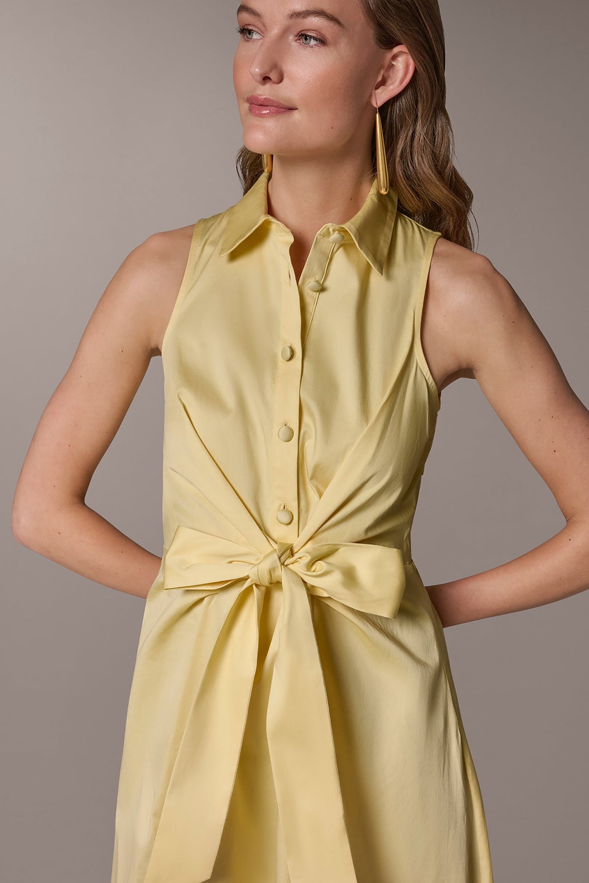 COTTON-SATEEN MIDI SHIRT DRESS - Panna Cotta