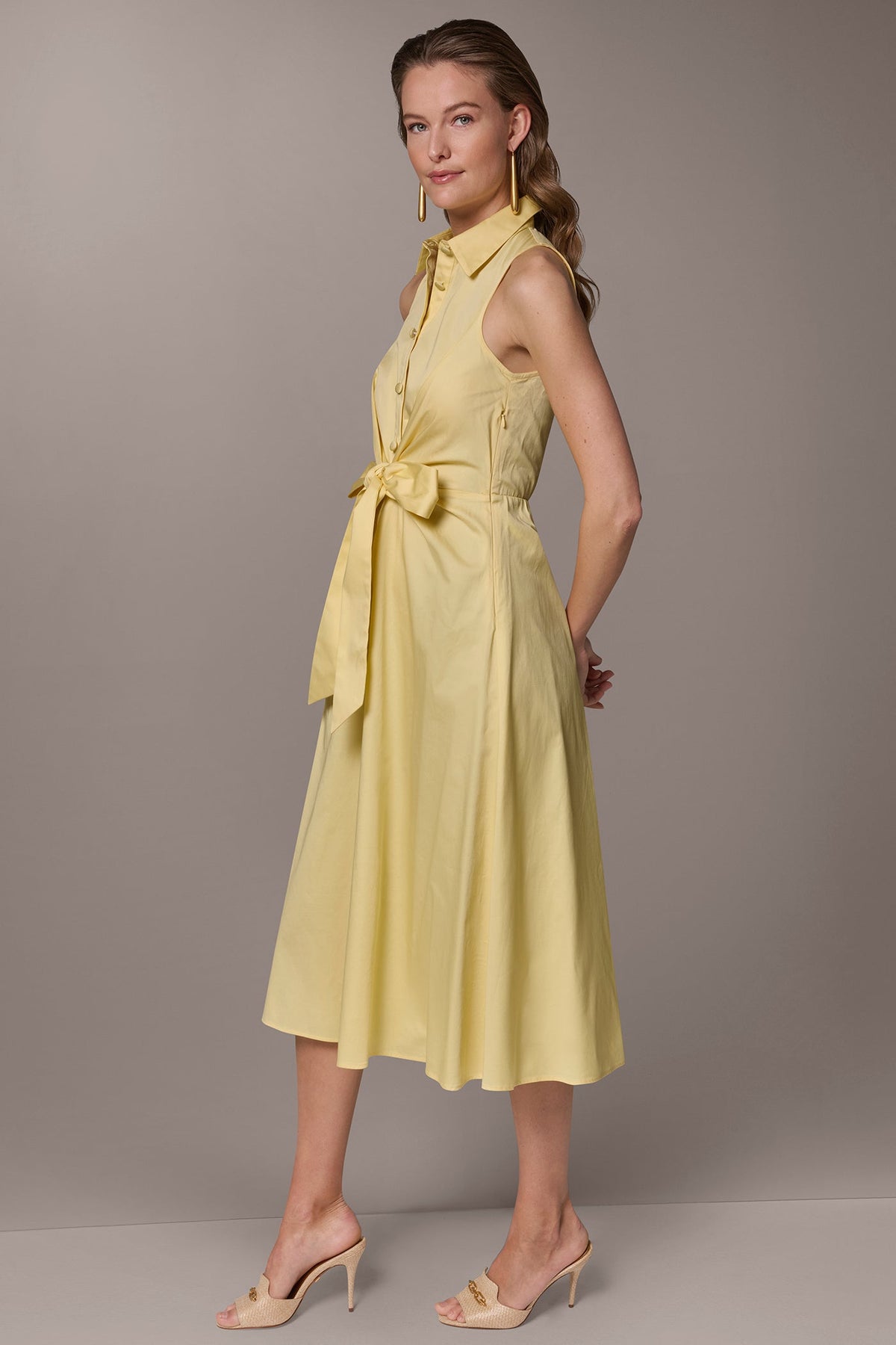 COTTON-SATEEN MIDI SHIRT DRESS - Panna Cotta