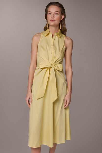 COTTON-SATEEN MIDI SHIRT DRESS - Panna Cotta