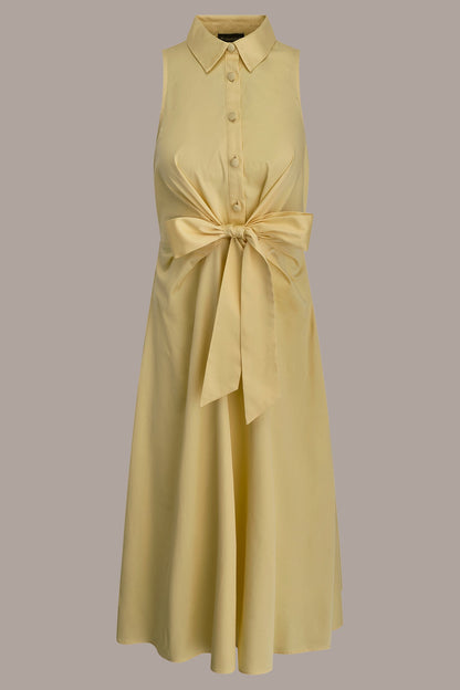 COTTON-SATEEN MIDI SHIRT DRESS - Panna Cotta