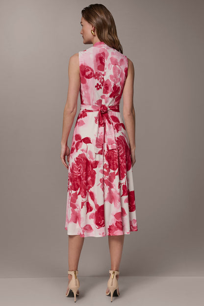 FLORAL MIDI A-LINE DRESS - Azalea Multi