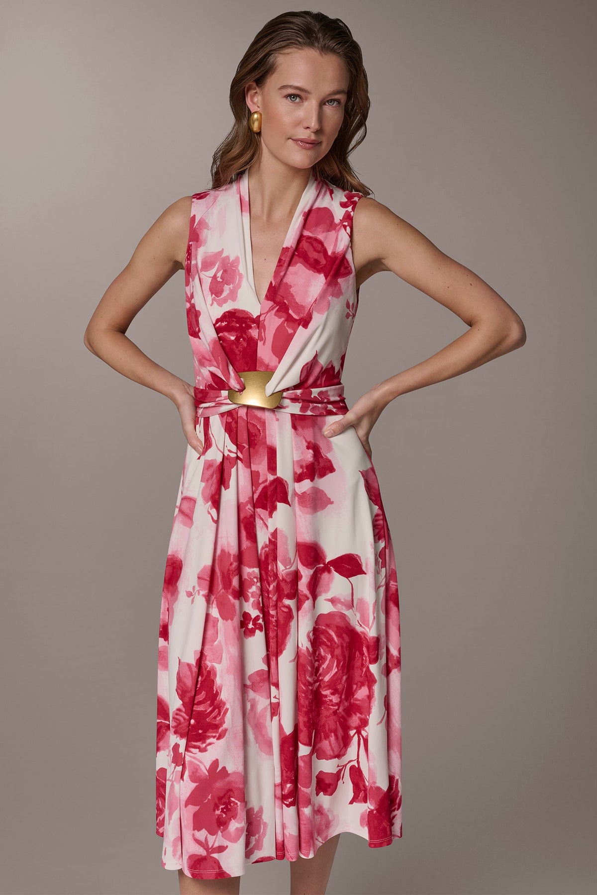 FLORAL MIDI A-LINE DRESS - Azalea Multi