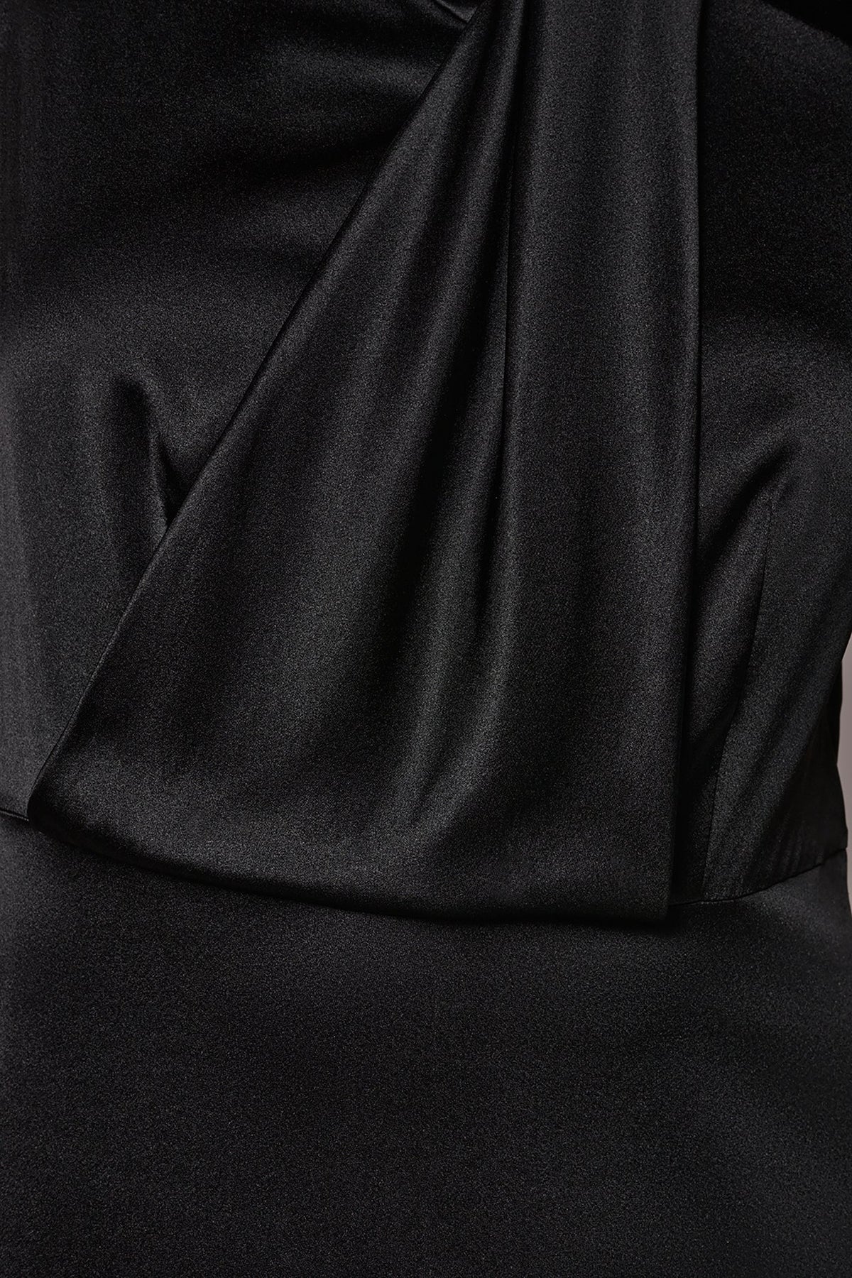 SILK-CHARMEUSE MIDI A-LINE DRESS - Black