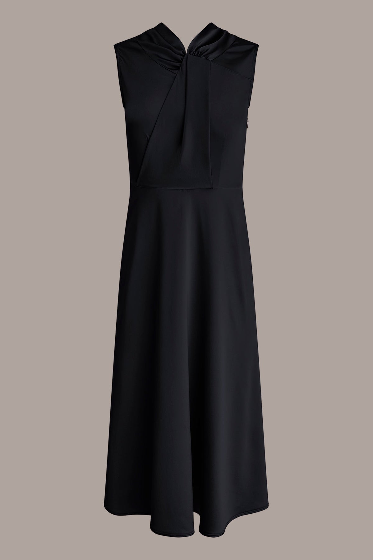 SILK-CHARMEUSE MIDI A-LINE DRESS - Black