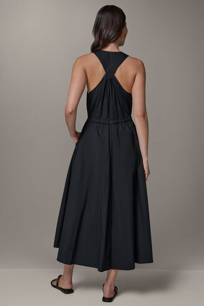 SLEEVELESS MIDI HALTER DRESS - Black