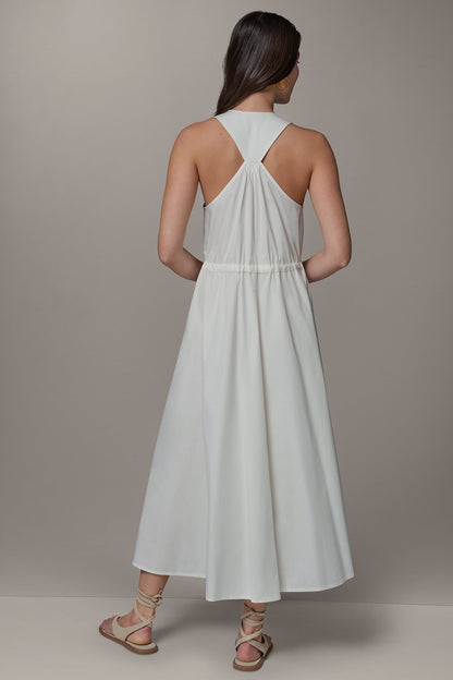 SLEEVELESS MIDI HALTER DRESS - Cream