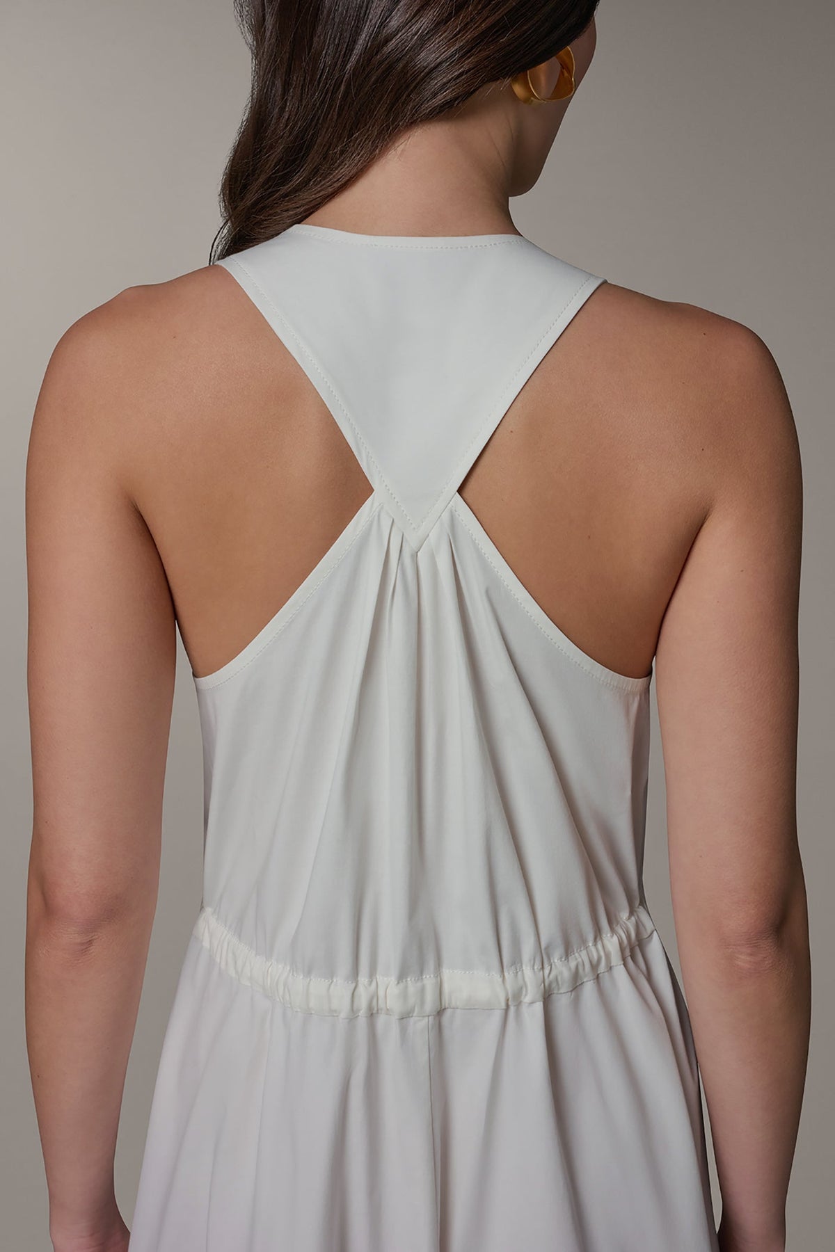 SLEEVELESS MIDI HALTER DRESS - Cream