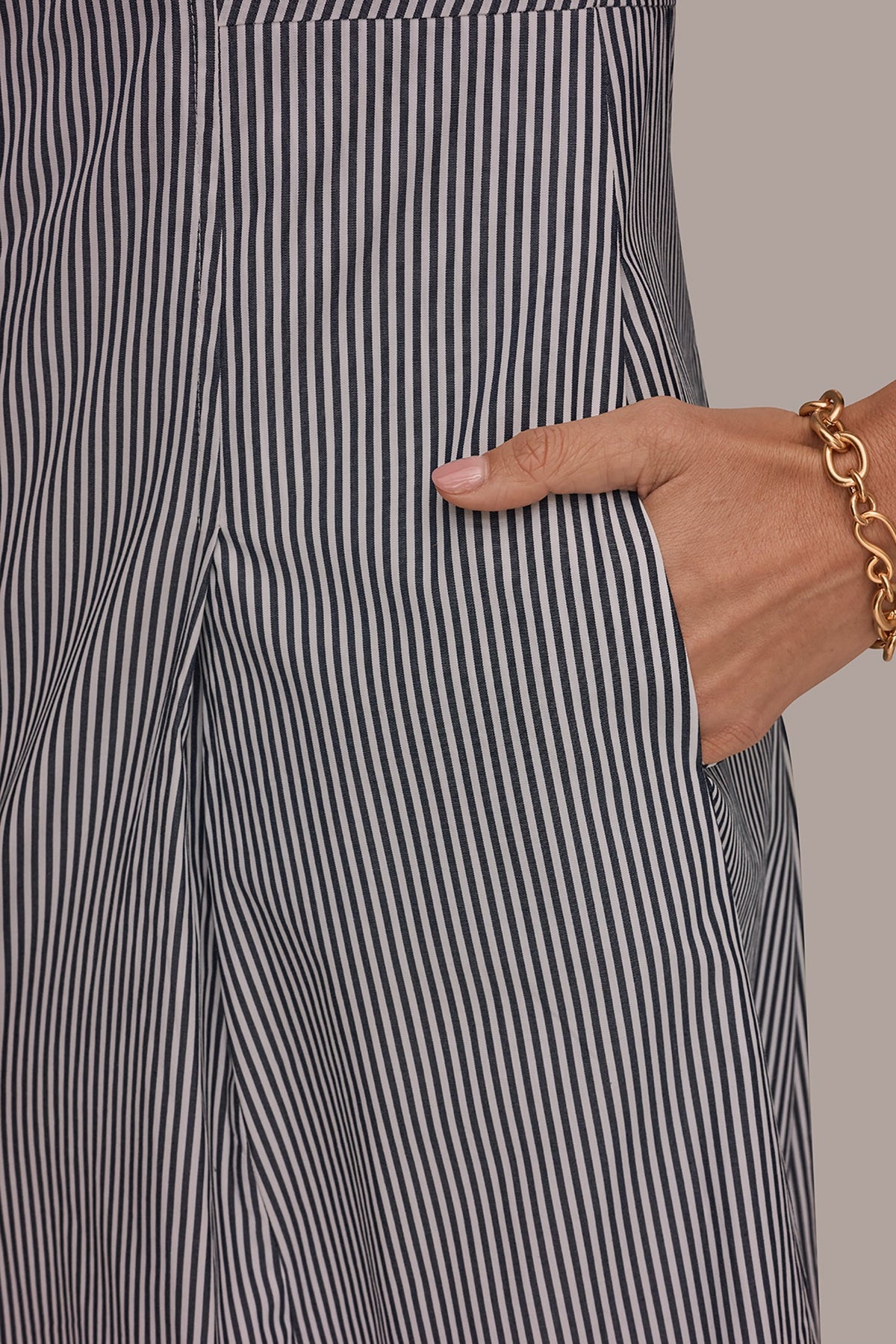 COTTON-POPLIN STRIPED MIDI SHIRT DRESS - Nightfall / White