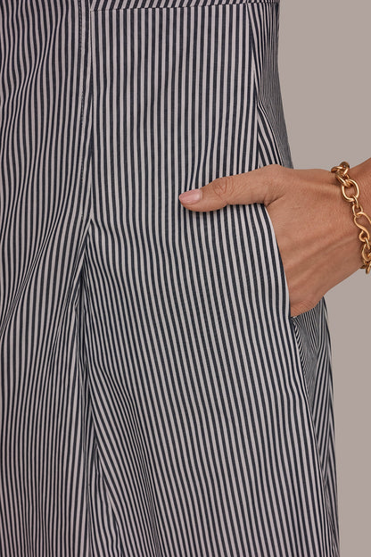 COTTON-POPLIN STRIPED MIDI SHIRT DRESS - Nightfall / White