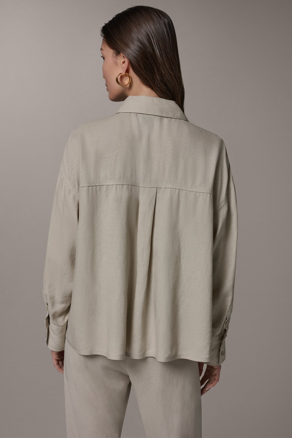 LONG SLEEVE HALF BUTTON BLOUSE - Sandstone