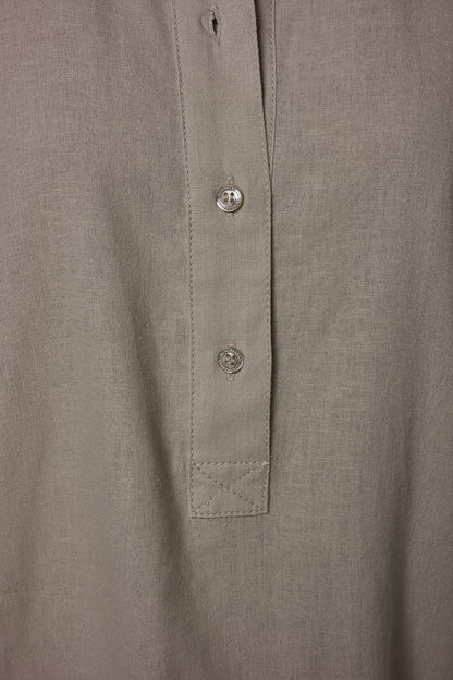 LONG SLEEVE HALF BUTTON BLOUSE - Sandstone
