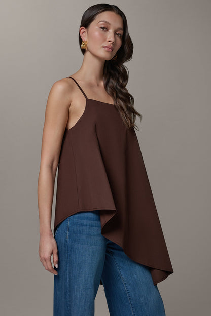 SLEEVELESS ASYMMETRIC TIE BACK BLOUSE - Canyon