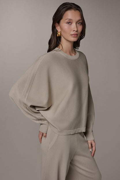 LONG DOLMAN SLEEVE SWEATER - Sandstone