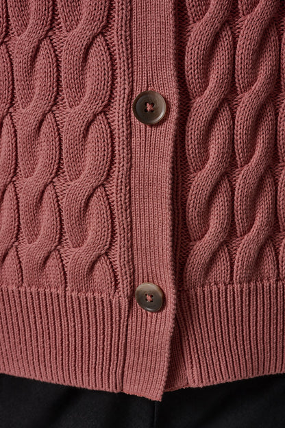 SLEEVELESS CABLE KNIT VEST - Desert Clay