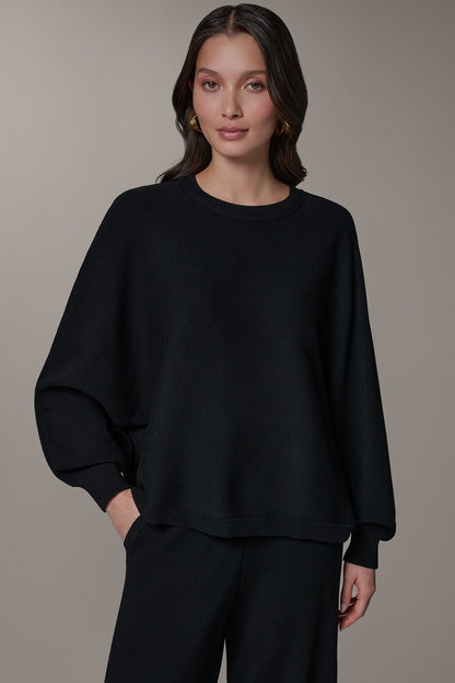 LONG DOLMAN SLEEVE SWEATER - Black