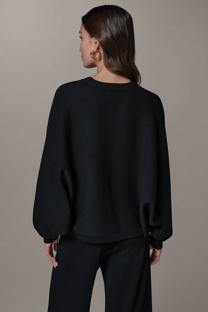 LONG DOLMAN SLEEVE SWEATER - Black