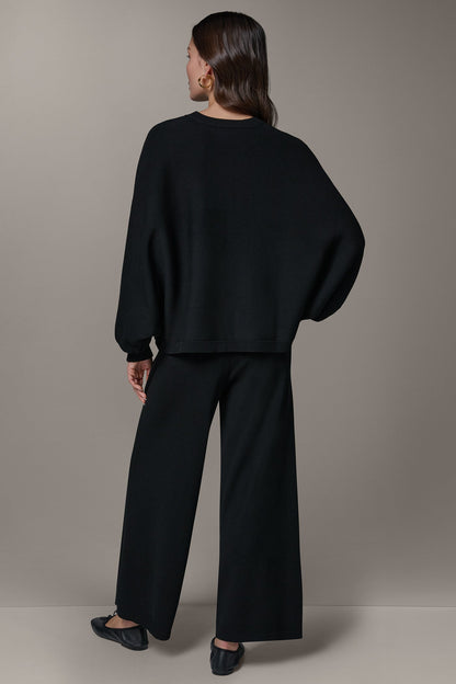 LONG DOLMAN SLEEVE SWEATER - Black