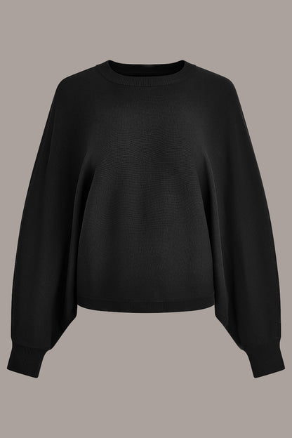 LONG DOLMAN SLEEVE SWEATER - Black