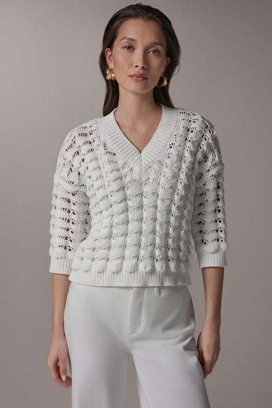 3/4 SLEEVE SWEATER - Cream