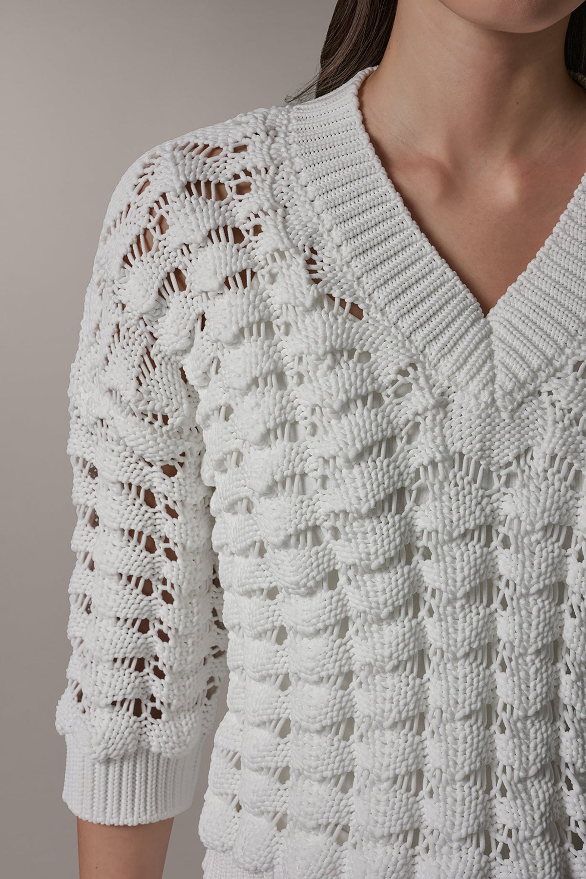 3/4 SLEEVE SWEATER - Cream