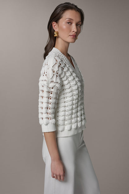 3/4 SLEEVE SWEATER - Cream