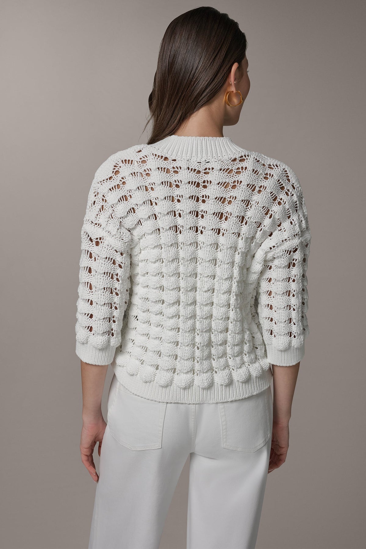 3/4 SLEEVE SWEATER - Cream