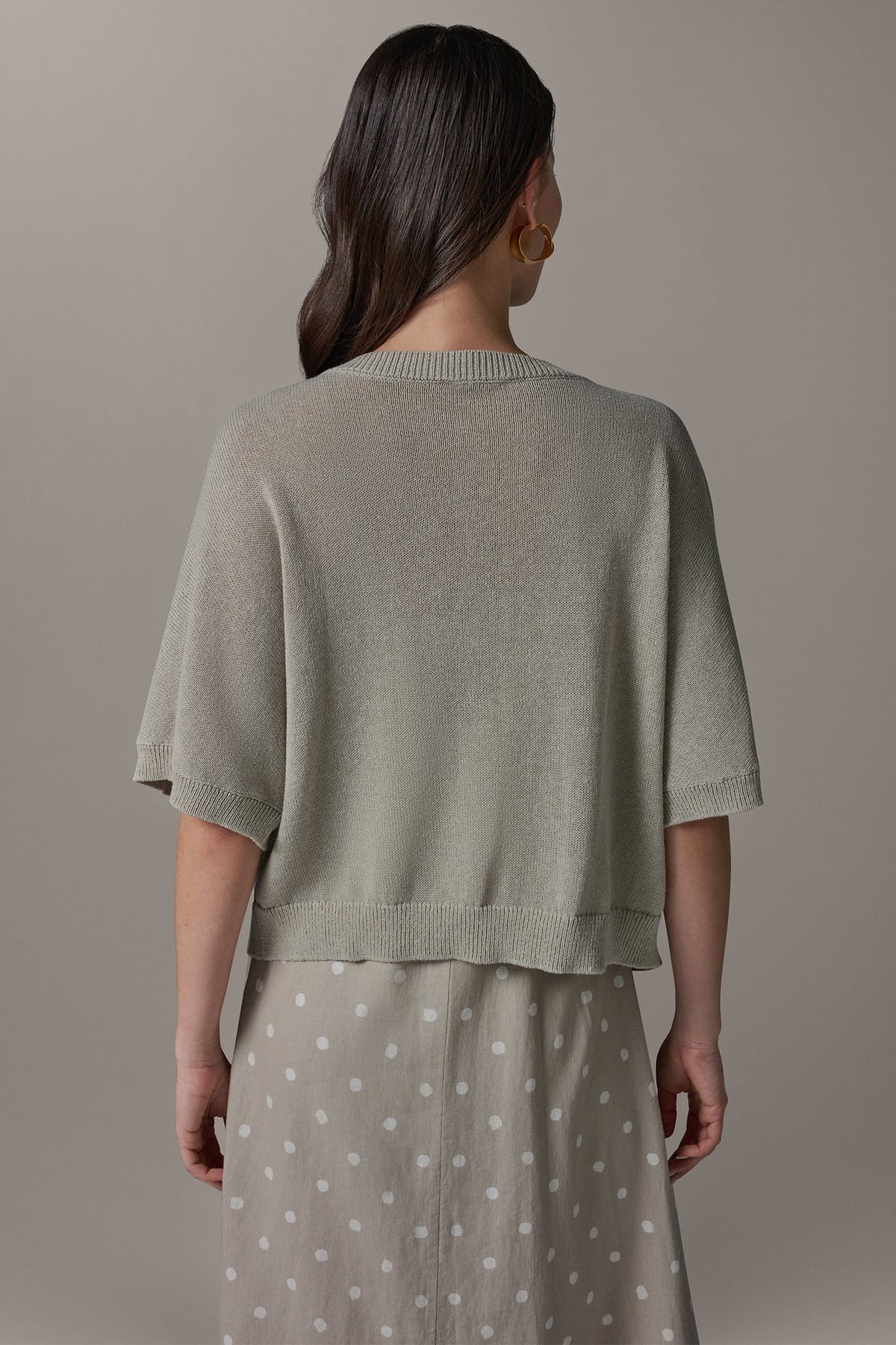 SHORT SLEEVE EASY CARDIGAN - Sandstone