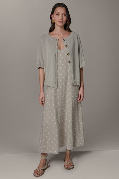 SHORT SLEEVE EASY CARDIGAN - Sandstone