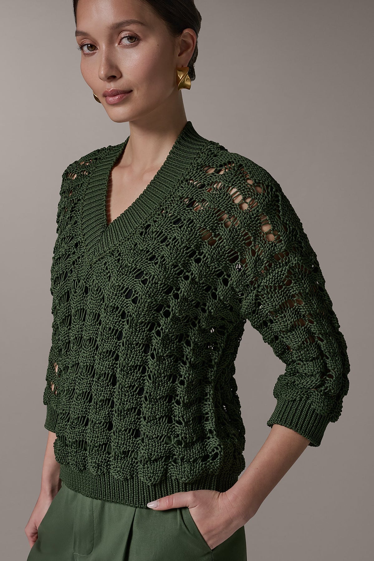 3/4 SLEEVE SWEATER - Verde