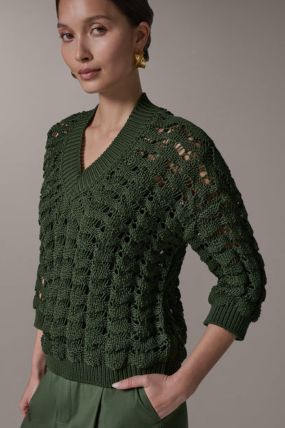 3/4 SLEEVE SWEATER - Verde