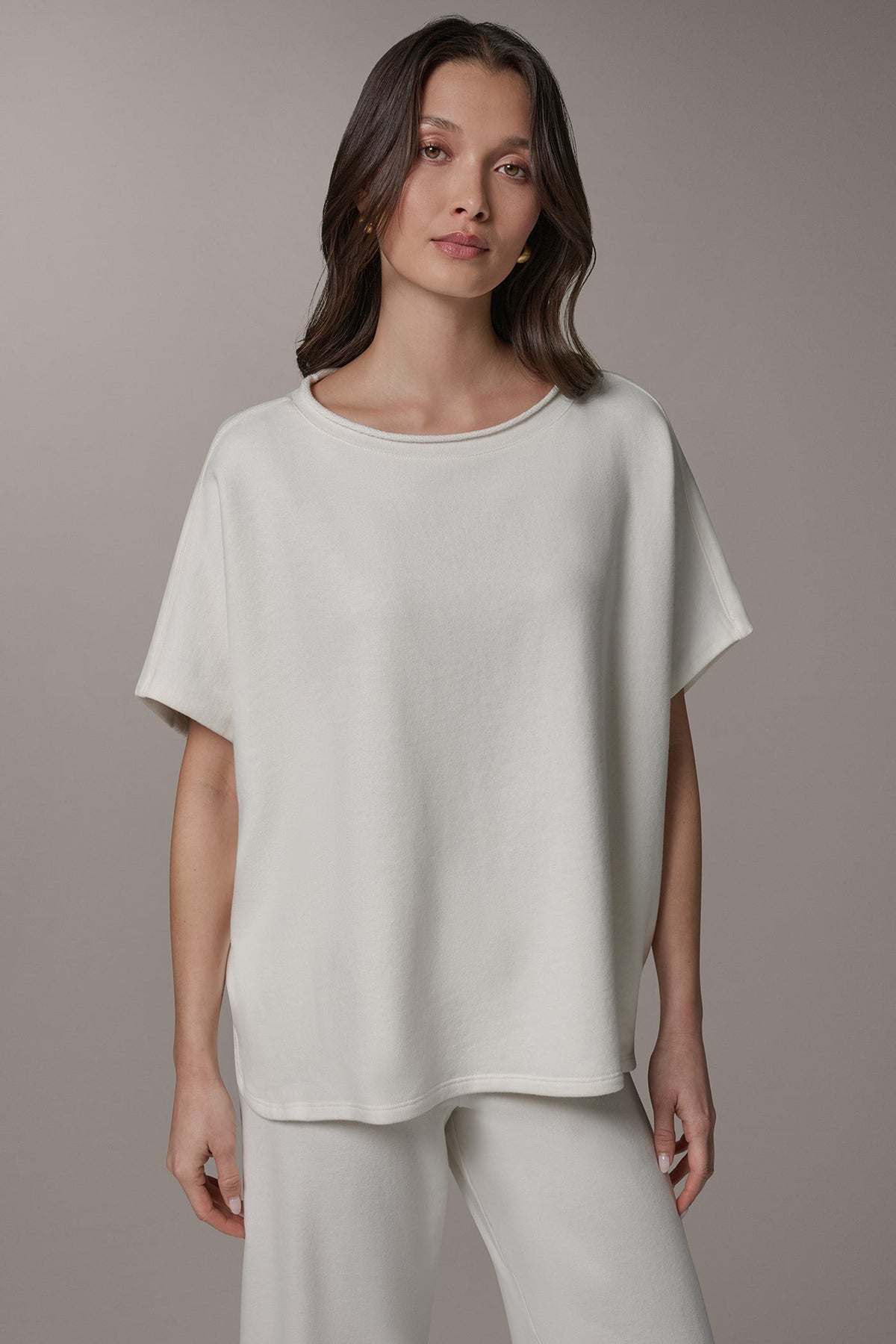 SHORT SLEEVE BOATNECK PULLOVER - Cream