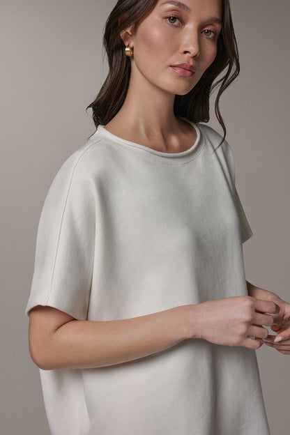 SHORT SLEEVE BOATNECK PULLOVER - Cream