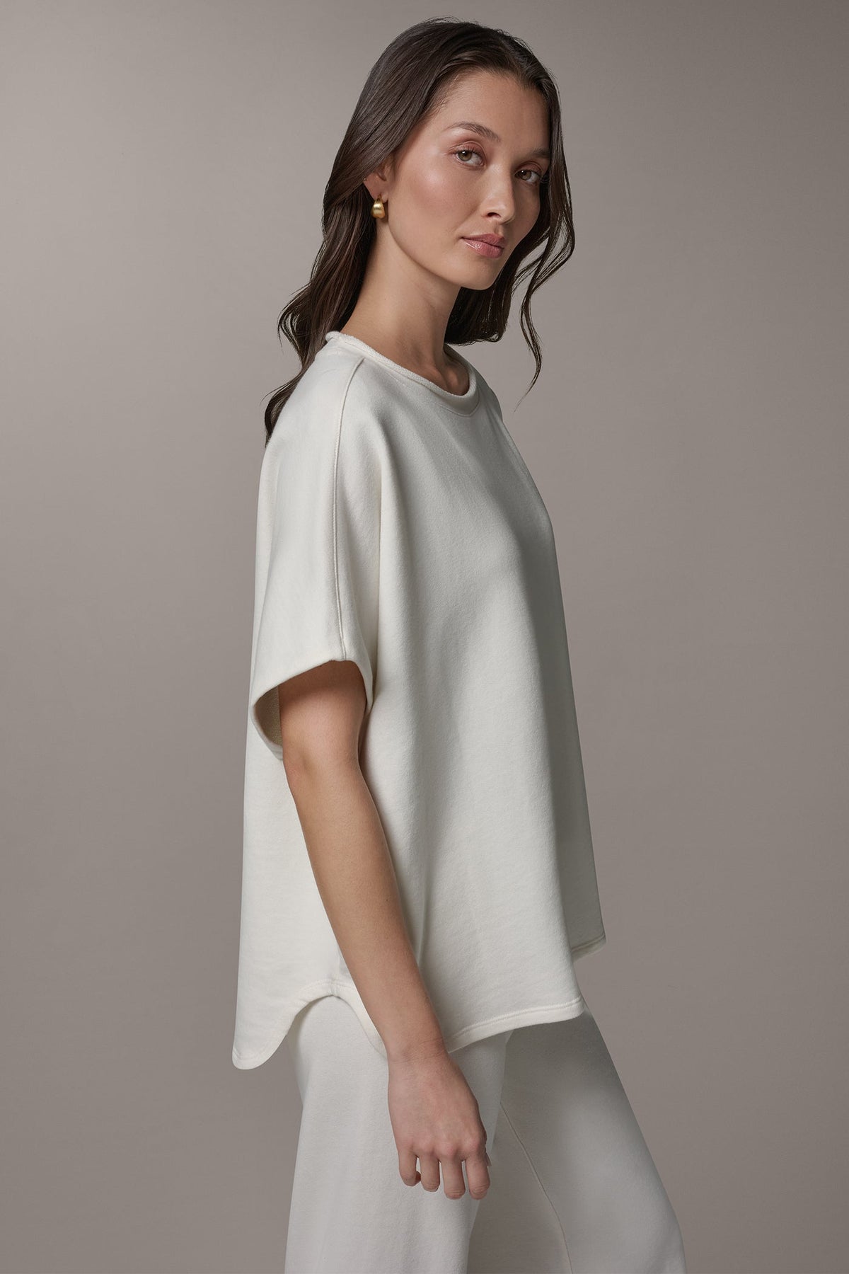 SHORT SLEEVE BOATNECK PULLOVER - Cream