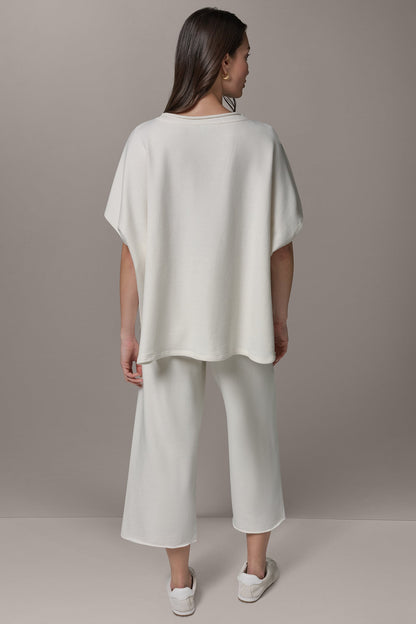 SHORT SLEEVE BOATNECK PULLOVER - Cream