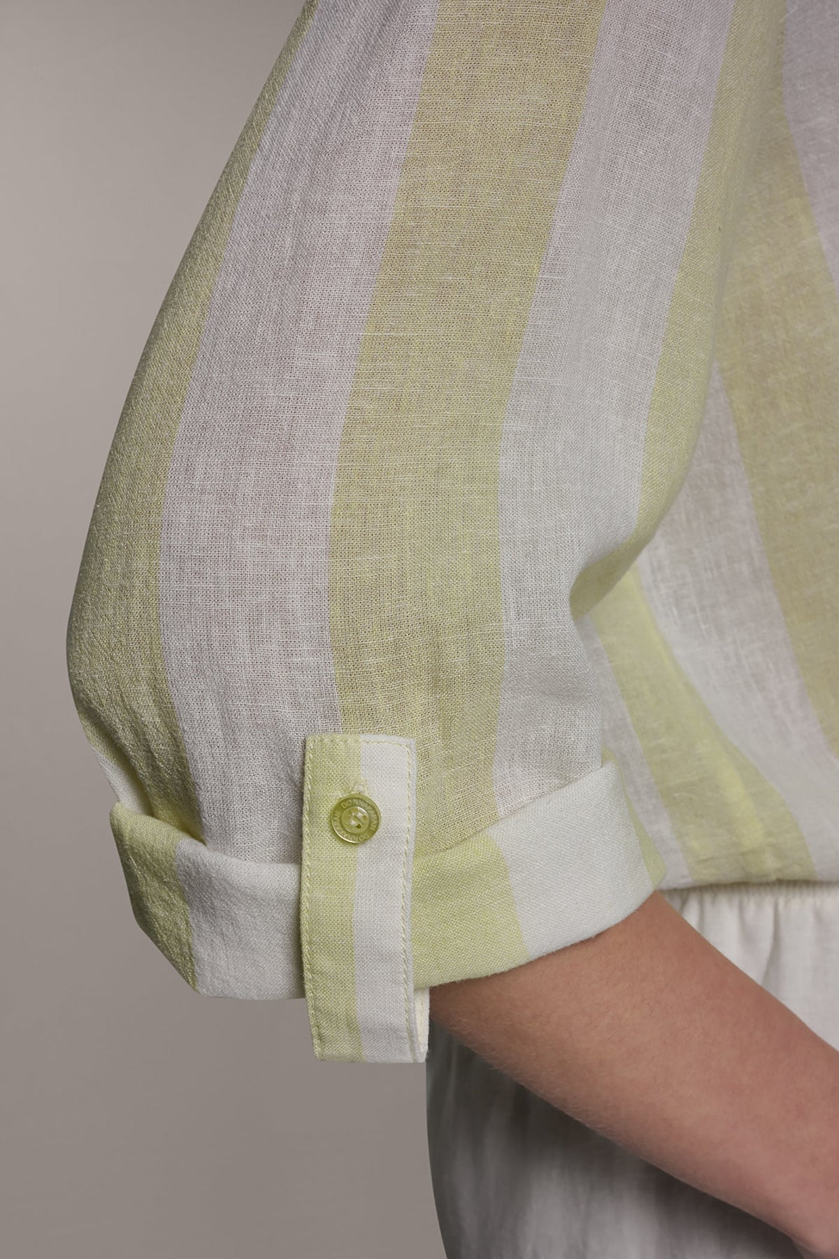 LONG SLEEVE TIE-FRONT BLOUSE - Limoncello/Cream