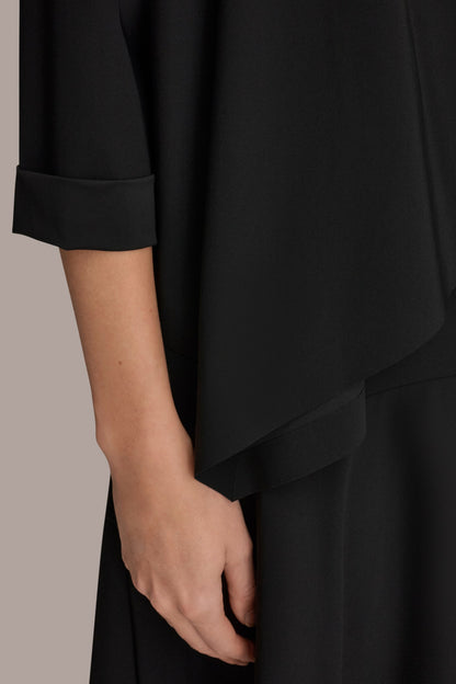 THE MODERN TRAVEL 3/4 SLEEVE SHAWL CARDIGAN JACKET - Black