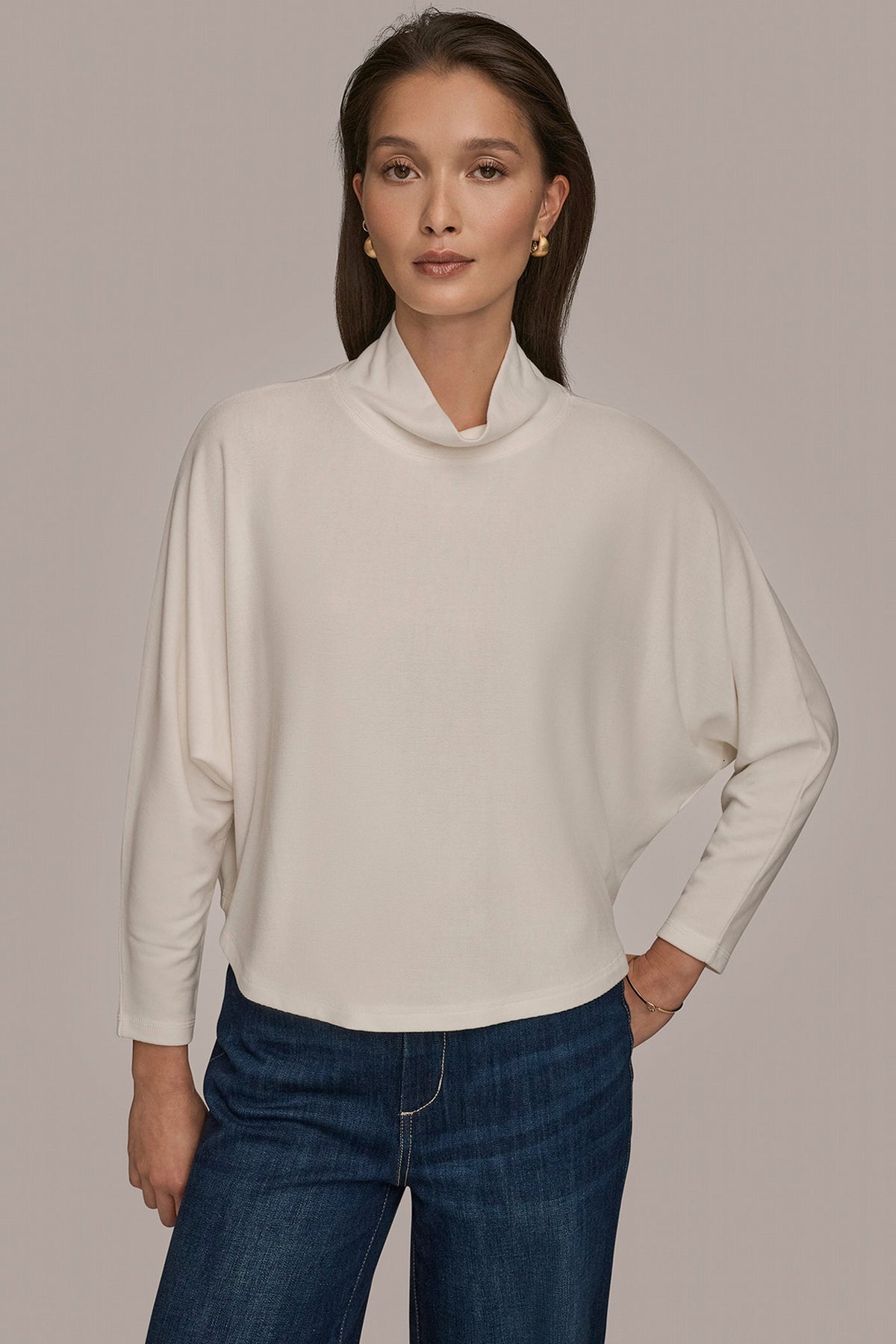 MOCK-NECK TOP - CREAM