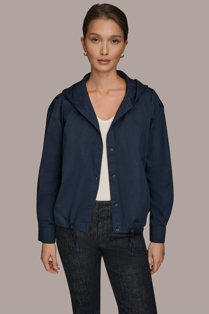 HOODED BUTTON-DOWN SHIRT - NIGHTFALL