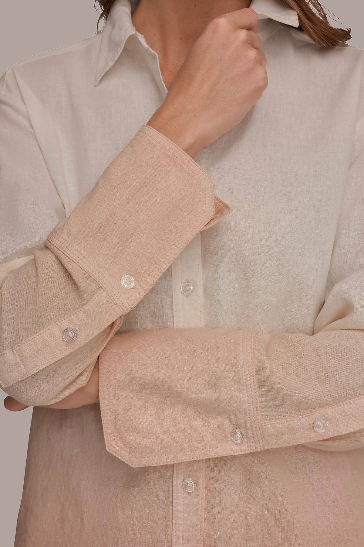 LINEN-BLEND DIP-DYED STRIPED SHIRT - Snow Petal Dip Dye