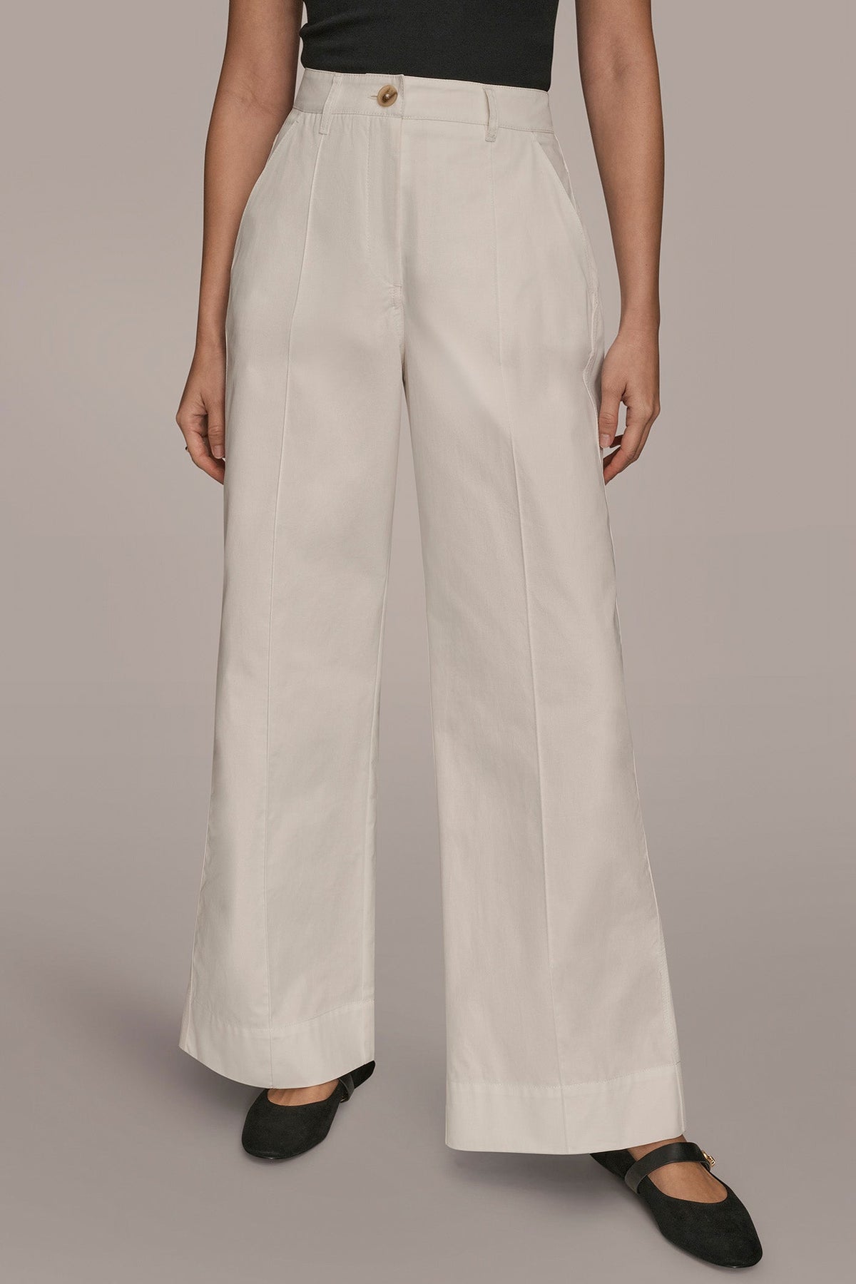HIGH-RISE PINTUCKED WIDE-LEG TROUSER - CREAM