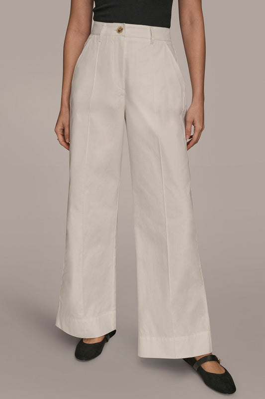 HIGH-RISE PINTUCKED WIDE-LEG TROUSER - CREAM
