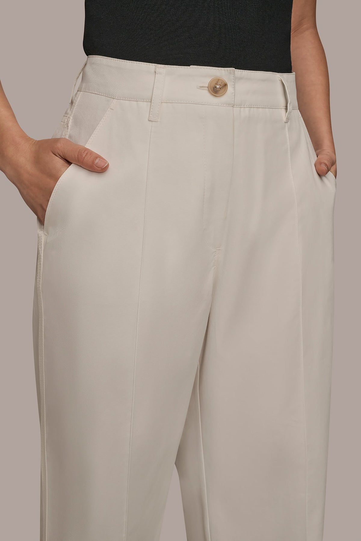 HIGH-RISE PINTUCKED WIDE-LEG TROUSER - CREAM