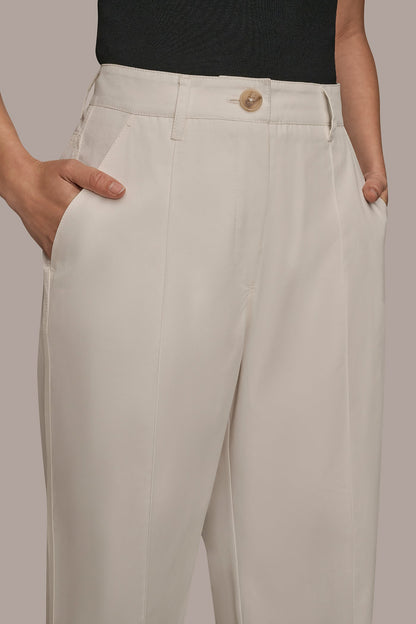 HIGH-RISE PINTUCKED WIDE-LEG TROUSER - CREAM