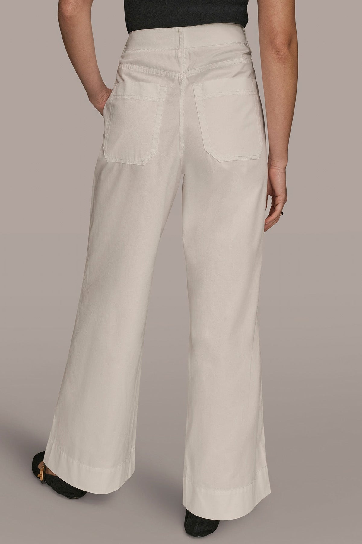 HIGH-RISE PINTUCKED WIDE-LEG TROUSER - CREAM