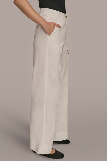 HIGH-RISE PINTUCKED WIDE-LEG TROUSER - CREAM